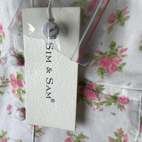 Sim & Sam Ivory pink floral print crop top- NWT - M - Picture 5 of 12